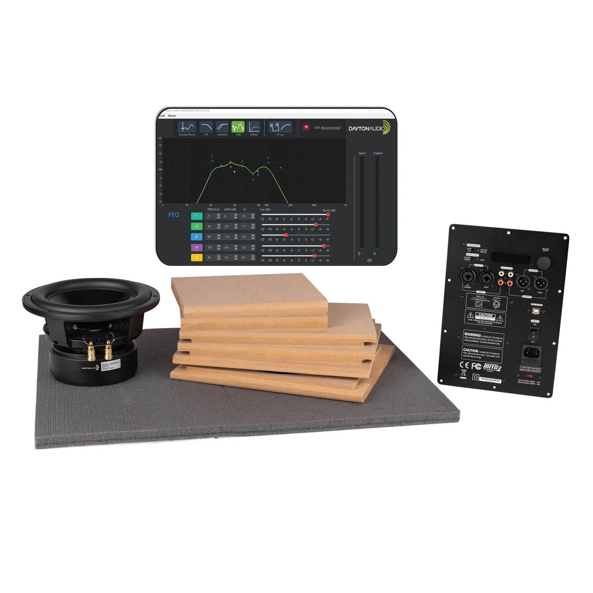 Powered Dayton Audio Reference 8" 250 Watt Compact Subwoofer Kit with